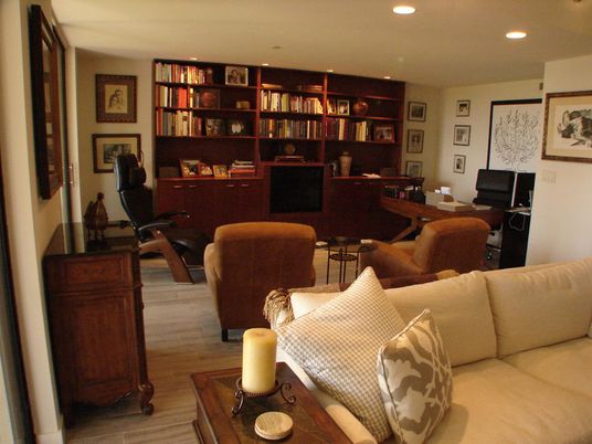 Home Office, Interior, Living room, Recessed Lighting, Wood Texture Flooring