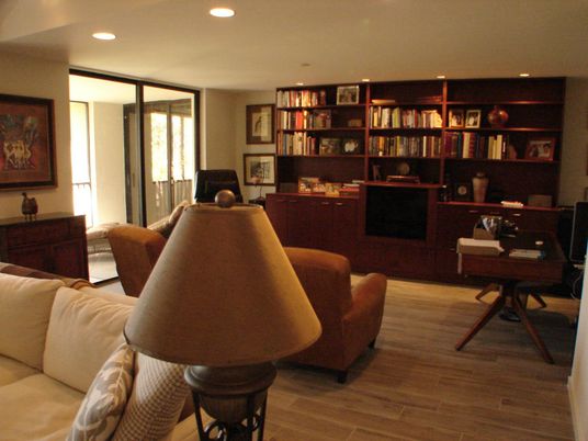 Home Office, Interior, Recessed Lighting, Wood Texture Flooring