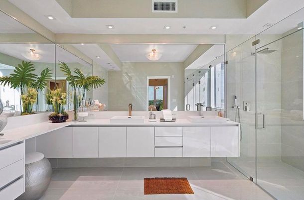 Bathroom, Dual Sink Vanities, Glass Shower, Interior, Recessed Lighting