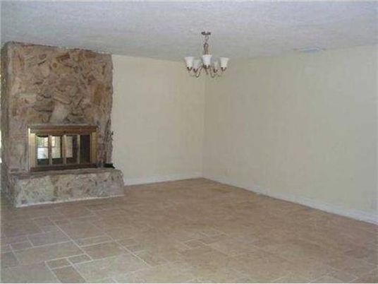 Chandelier, Empty room, Fireplace, Interior, Stone Walls