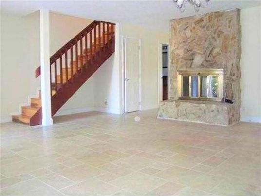 Chandelier, Empty room, Fireplace, Interior