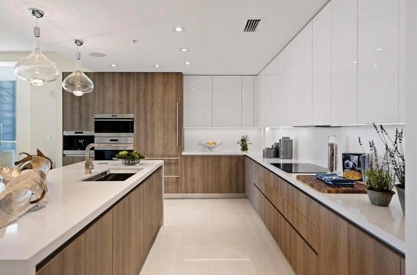 Interior, Kitchen, Pendant Lights, Recessed Lighting, Stainless Steel Appliances