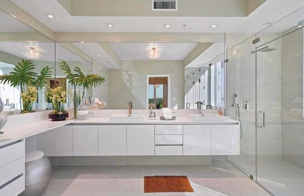 Bathroom, Dual Sink Vanities, Glass Shower, Interior, Recessed Lighting