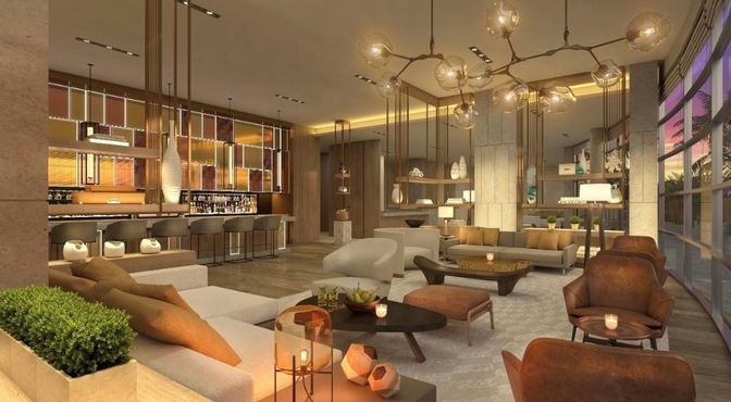 Interior, Living room, Pendant Lights, Recessed Lighting, Wood Texture Flooring