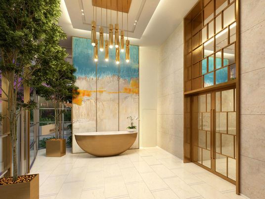 Bathroom, Free Standing Baths, Interior, Pendant Lights