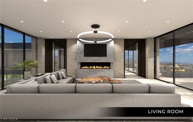 Fireplace, Interior, Living room, Pendant Lights, Recessed Lighting