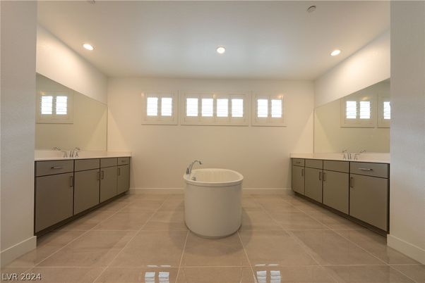 Bathroom, Dual Sink Vanities, Free Standing Baths, Interior, Recessed Lighting