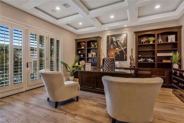 Home Office, Interior, Recessed Lighting, Wood Texture Flooring