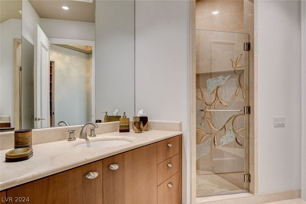 Bathroom, Glass Shower, Interior, Recessed Lighting