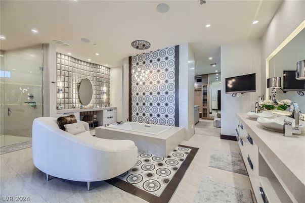 Bathroom, Dual Sink Vanities, Free Standing Baths, Glass Shower, Interior, Recessed Lighting
