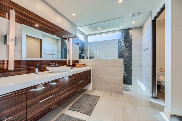 Bathroom, Dual Sink Vanities, Glass Shower, Interior, Recessed Lighting