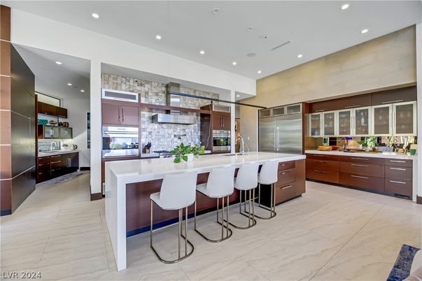 Interior, Kitchen, Marble, Recessed Lighting, Stainless Steel Appliances