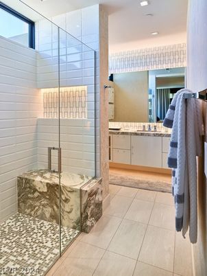Bathroom, Glass Shower, Interior, Recessed Lighting