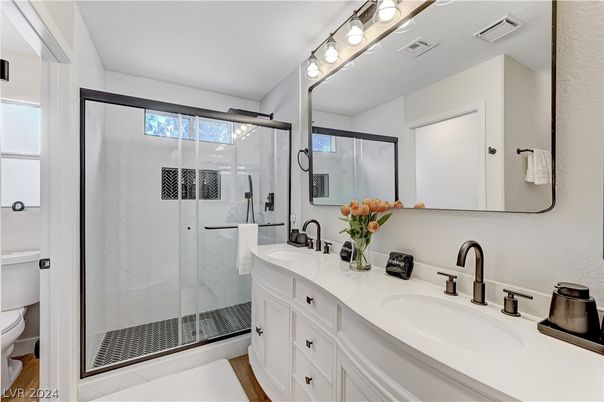 Bathroom, Dual Sink Vanities, Glass Shower, Interior