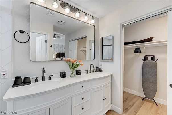 Bathroom, Dual Sink Vanities, Interior, Wood Texture Flooring