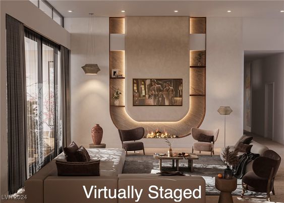 Fireplace, Interior, Living room, Recessed Lighting