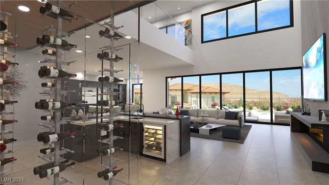 Interior, Living room, Recessed Lighting, Wine Storage
