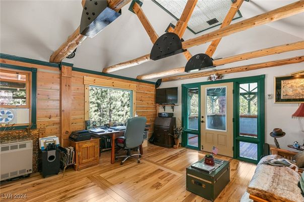 Home Office, Interior, Wooden Beams, Wood Texture Flooring, Wooden Walls