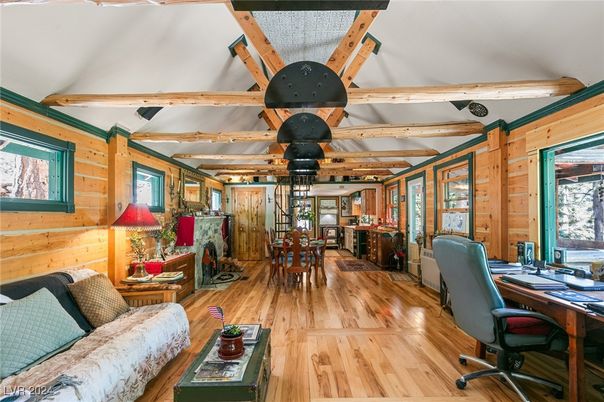Home Office, Interior, Living room, Wooden Beams, Wood Texture Flooring, Wooden Walls