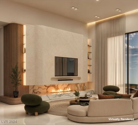 Fireplace, Interior, Living room, Recessed Lighting