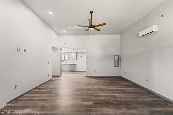 Empty room, Interior, Recessed Lighting, Wood Texture Flooring