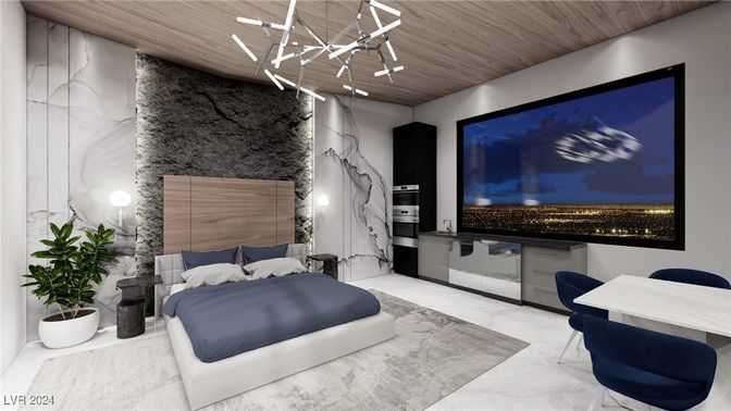 Bedroom, Interior, Pendant Lights, Wooden Ceilings