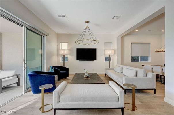Interior, Living room, Pendant Lights, Recessed Lighting, Wood Texture Flooring