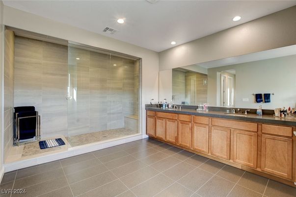 Bathroom, Dual Sink Vanities, Glass Shower, Interior, Recessed Lighting