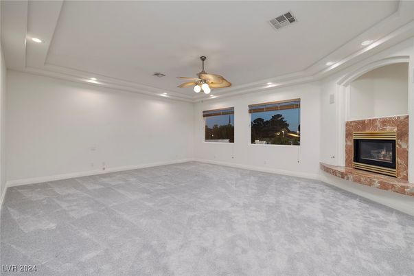 Empty room, Fireplace, Interior, Recessed Lighting