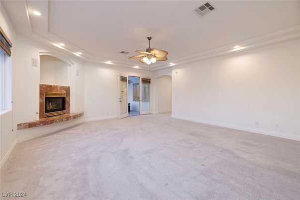 Empty room, Fireplace, Interior, Recessed Lighting