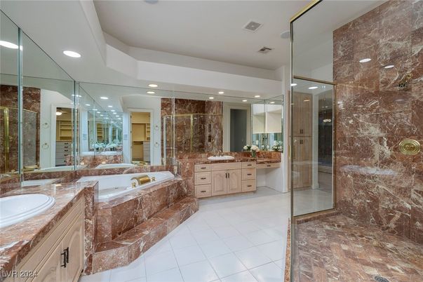 Bathroom, Dual Sink Vanities, Glass Shower, Interior, Recessed Lighting