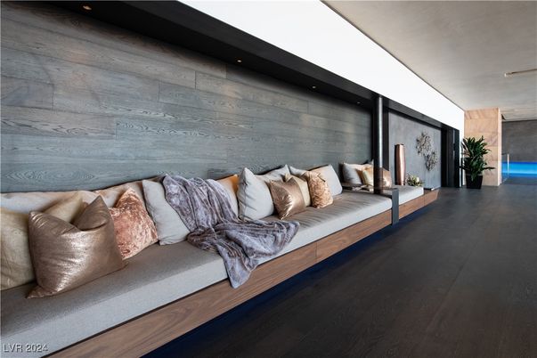 Interior, Living room, Recessed Lighting, Wood Texture Flooring, Wooden Walls
