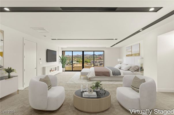 Bedroom, Fireplace, Interior, Living room, Recessed Lighting