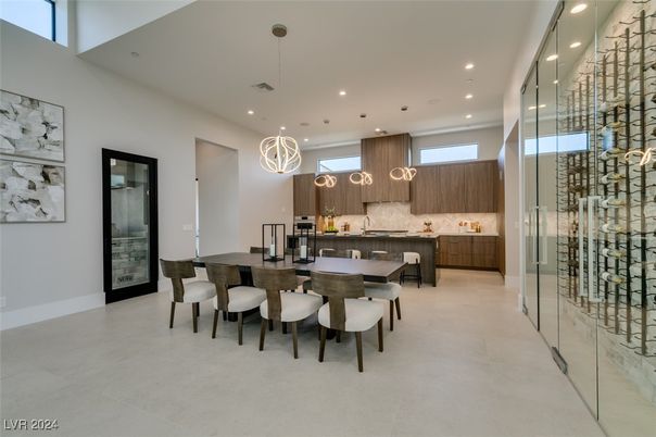 Dining room, Interior, Kitchen, Pendant Lights, Recessed Lighting, Wine Storage