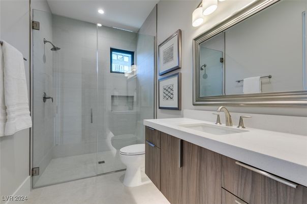 Bathroom, Glass Shower, Interior, Recessed Lighting