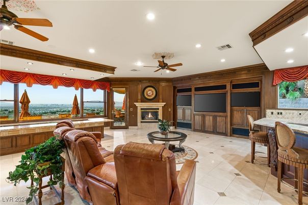 Fireplace, Interior, Living room, Recessed Lighting, Water