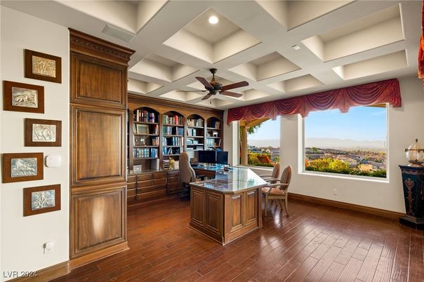 Home Office, Interior, Recessed Lighting, Wood Texture Flooring