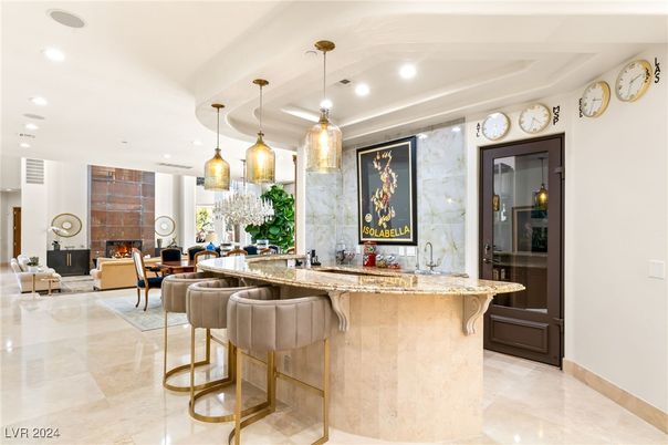 Dining room, Fireplace, Interior, Living room, Pendant Lights, Recessed Lighting