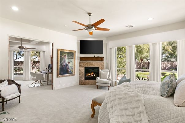 Bedroom, Fireplace, Interior, Recessed Lighting