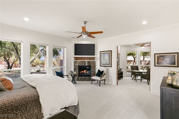 Bedroom, Dining room, Fireplace, Interior, Living room, Recessed Lighting