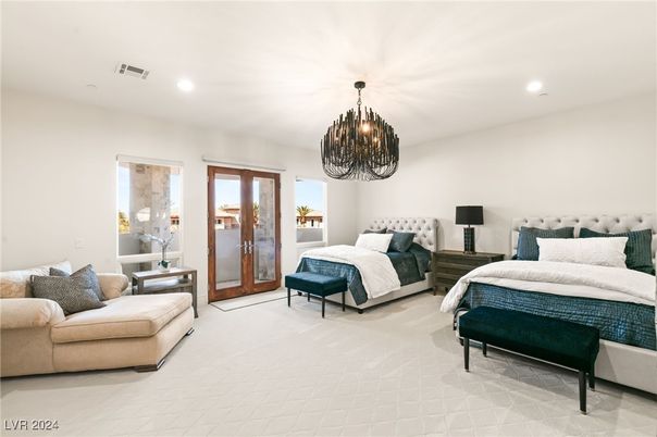 Bedroom, Chandelier, Interior, Recessed Lighting