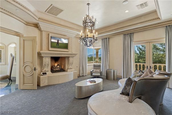 Chandelier, Fireplace, Interior, Living room, Recessed Lighting