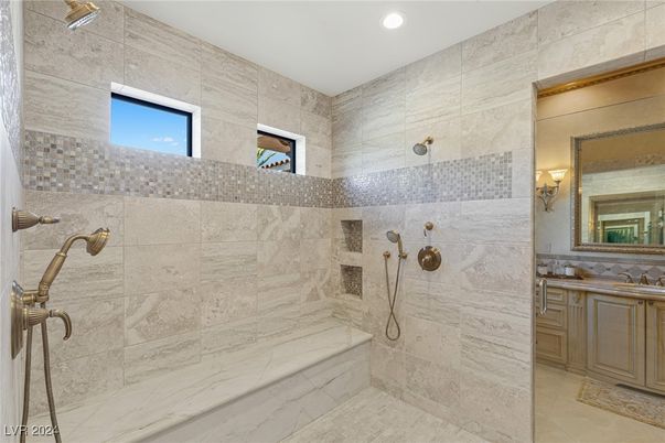 Bathroom, Glass Shower, Interior, Recessed Lighting