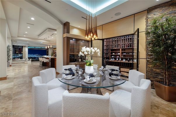 Dining room, Interior, Kitchen, Pendant Lights, Recessed Lighting, Wine Storage