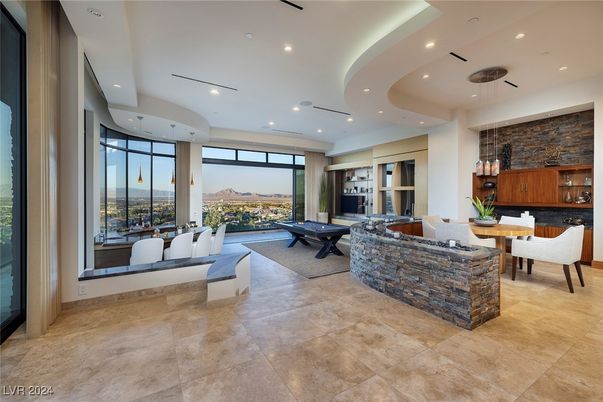 Billiard Table, Dining room, Game Room, Interior, Living room, Pendant Lights, Recessed Lighting