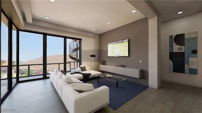 Interior, Living room, Recessed Lighting, Wood Texture Flooring