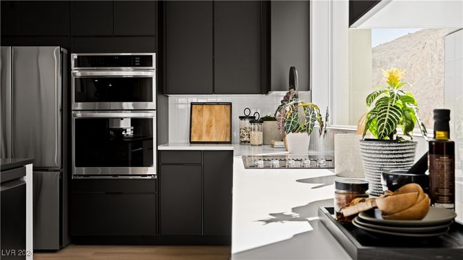 Interior, Kitchen, Stainless Steel Appliances, Wood Texture Flooring