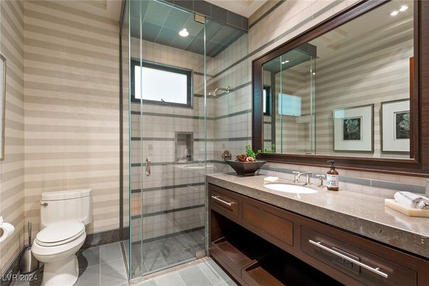 Bathroom, Glass Shower, Interior, Recessed Lighting