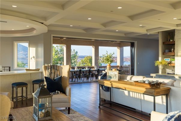 Dining room, Interior, Living room, Recessed Lighting, Wood Texture Flooring