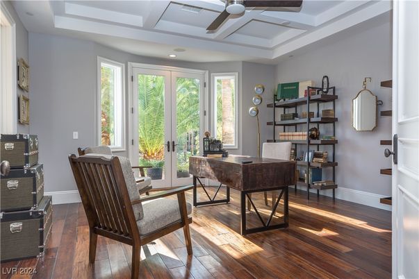 Home Office, Interior, Recessed Lighting, Wood Texture Flooring